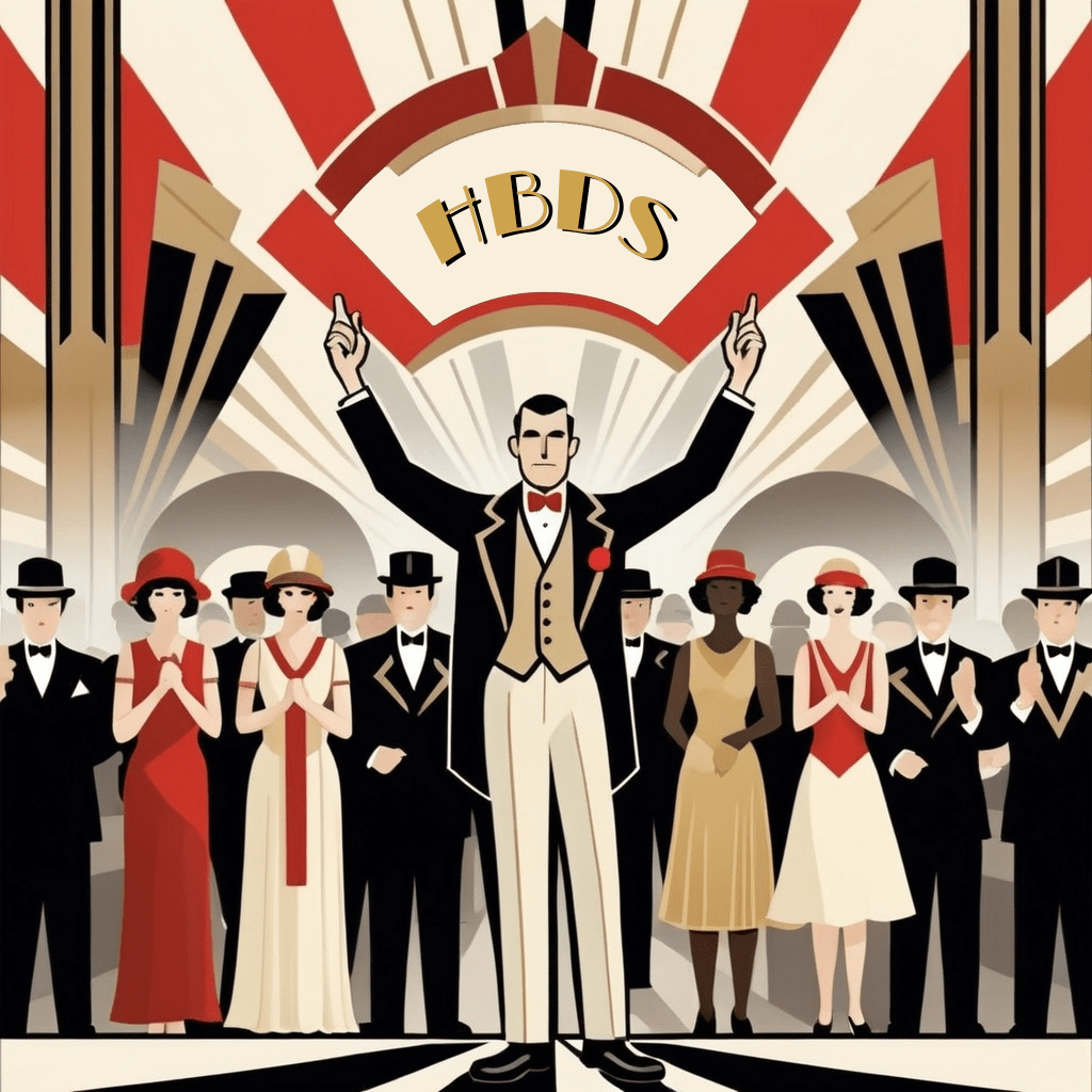 Art Deco Style Image of A Man Promoting Something